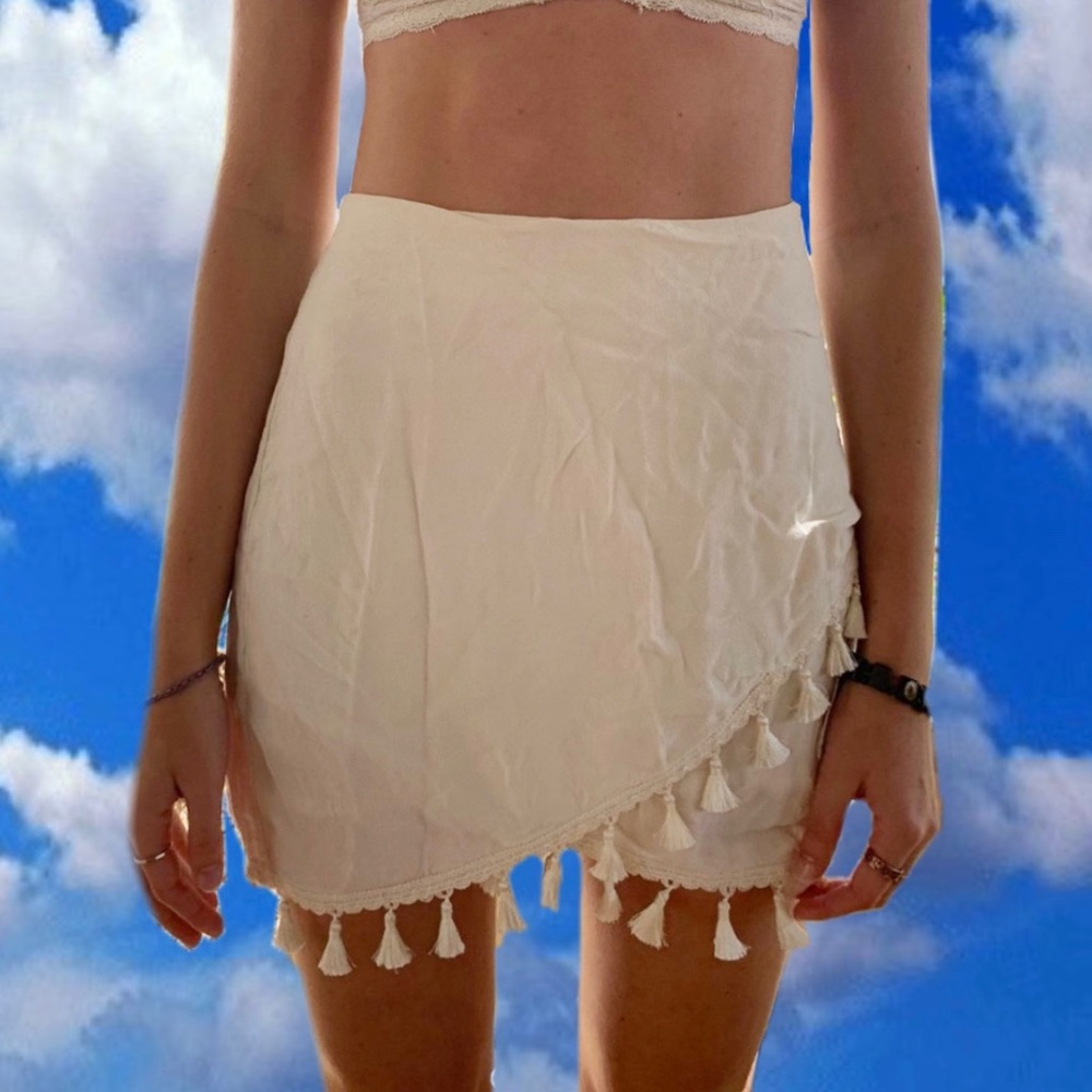 Cream tassel skirt